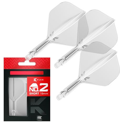 Target Darts K Flex Fléchettes et Arbres Intégrés, No.2 Clair (Court) | Pack de 3 Fléchettes Moulées K-Flex - No2, Kflex All in One Flèche et Tige de Fléchettes Moulées | Dart Accessories