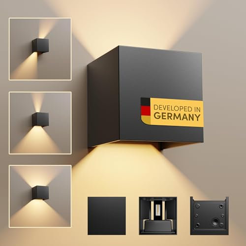 Scandinavian home LED Wandleuchte Aussen & Innen I Helligkeit einstellbar I IP65 230V 6W Warmweiß 3000K 700lm I Aussenlampe Wand, Outdoor Lampe, Wandleuchte Innen, Aussenleuchten Hauswand, Wandlampe