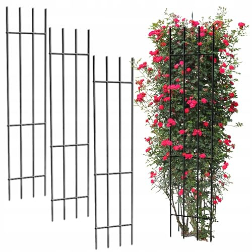 Kapaga - Rankgitter - Rankhilfe Garten - Staudenhalter - Blumenhalter - Rankengewächs Pflanzenstütze - Blumenstütze - Staudenstütze - Rankhilfe Strauchhalter (Schwarz, 150 cm x 3)