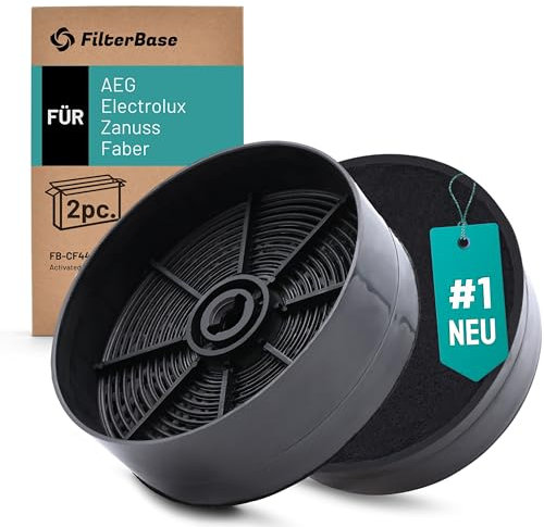 FilterBase® Lot de 2 filtres à charbon actif compatibles avec AEG Electrolux ECFB03, 9029798809, 33005513 Faber 1120506172, 1120556527 - Pack double de filtres pour hotte aspirante