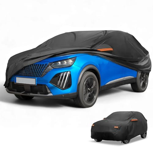 Partuto Copertura Auto Impermeabile per Tutti i Climi Protezione Solare Antipioggia Esterna Completa per Peugeot 2008 190T-PU Nero con Zip