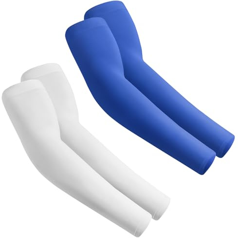 fuinloth 2 Paia Manicotti Braccia per Uomo e Donna, Ideali per Sportivi Padel Basket Pallavolo Bianco+Blu