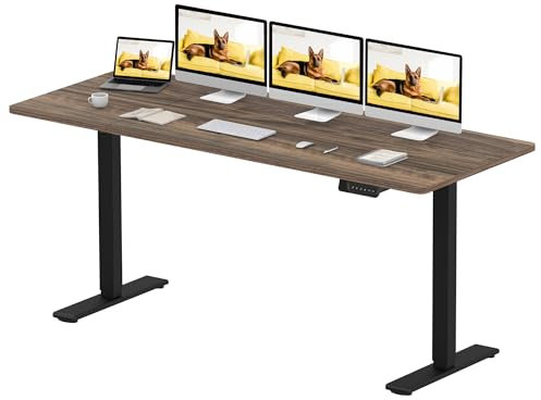 SANODESK Höhenverstellbarer Schreibtisch 180×80 cm – Elektrischer Standing Desk mit Dualmotor, Extra stabilem Gestell & Memory-Funktion(schwarz+braun)