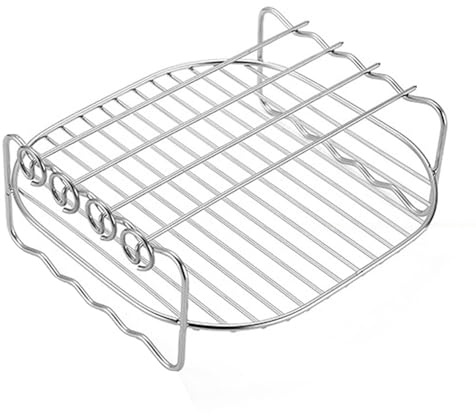 Grille de cuisson Airfryer - Grille à brochettes pour friteuse à air double couche, insert multifonction en acier inoxydable pour friteuse à air pour cuisson à la vapeur, 6, 7, 8 pouces