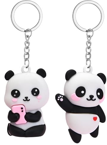 Porte-Clés Panda 2 Pièces, Porte-Clés De Dessin Animé Mignon, Porte-Clés Cadeaux, Porte-Clés Créatifs, Décorations Amusantes