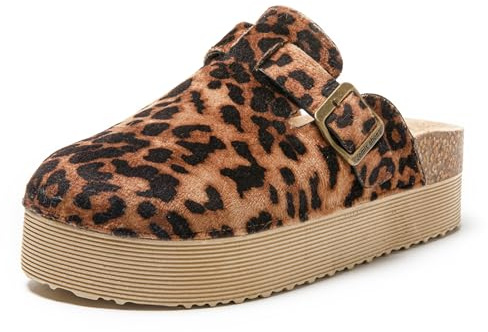 JOMIX Zoccoli Donna con Zeppa Ciabatte Invernali Comodi Pelle Scamosciata Pantofole da Inverno con Suola in Sughero