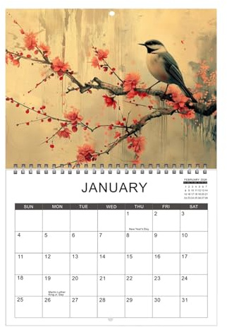 Kalender för vägg, månatlig väggkonstkalender med scener illustrationer | rolig skämtplanerare söt för lägenhet sovrum skola sovsal klassrum lärare barn familj högskola hus