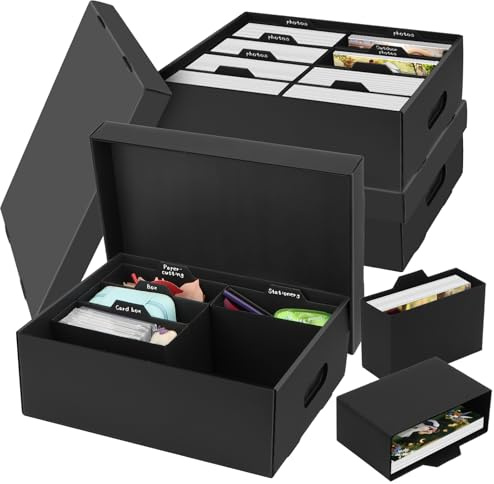 BILIPLE 3 Cajas de Almacenamiento de Fotos, Cajas de Fotos con Tapa para Fotos de 10 x 15 cm, con 8 Cajas Interiores, Cajas Organizadora de Fotos, álbumes de Fotos, Organizadores de Fotos de Cartón