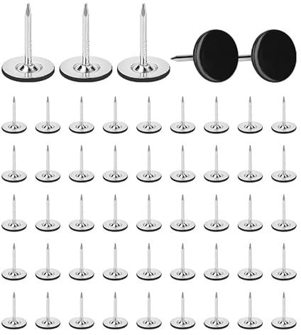 50 Pieces of Black 11×13mm Flat-Head Cloth Staples, Heavy-Duty Push-pin Decorative Thumb Staples, Suitable for Fixing and Decorative Installation on Walls, Corkboards, Furniture, and Bulletin Boards