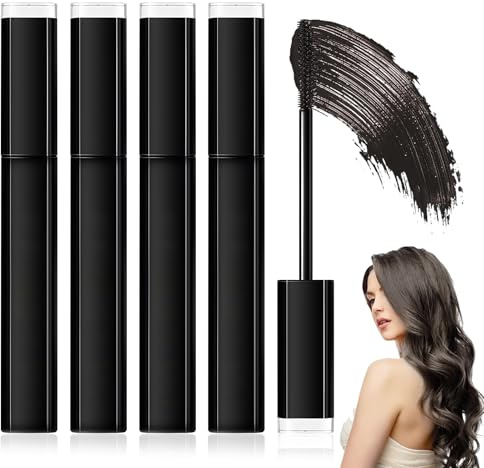 4 Mascara Cheveux Blanc Retouche Racines Cheveux Cubre Canas, Brun-Noir, Naturel Et Anti-Taches, Doux Et Facile à Nettoyer, Compact Et Portable, Convient à Diverses Occasions