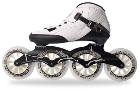 zenggp Speed Inline Skates, Professionelle Carbon Outdoor Rollschuhe Für Damen Und Herren, Mit 110 Mm Rollen, Rollschuhe Für Männer Frauen Erwachsene, Für Park, Straße, Slalom(39,4-Wheel White)