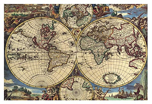SUPERPOWER® Creative 1000 Piece Ancient Map World Globe Earth Planet Abstract Art Picture Birthday Christmas DIY Gifts Wooden Jigsaw Puzzles, Finish Size 30x20 inches