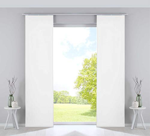 Gardinenbox 2er Set Flächenvorhänge Verdunkelung Schiebegardinen »Milano« Samt Blickdicht Blackout Paneelwägen Beschwerungsstangen Weiß HxB 245x60 cm, 203571-2