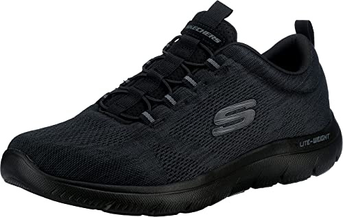 Skechers Uomo Summits Louvin Scarpe da Ginnastica, Black Mesh/Pu/Trim, 40 EU