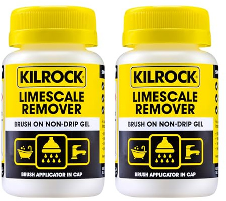 Kilrock Limescale Remover Brush On Non-Drip Gel 2 x 160ml - Brush Applicator in Cap - Dissolves Hard Water Stains and Heavy Build-ups - Perfect for Bath Rims, Sinks, Taps and Shower Heads