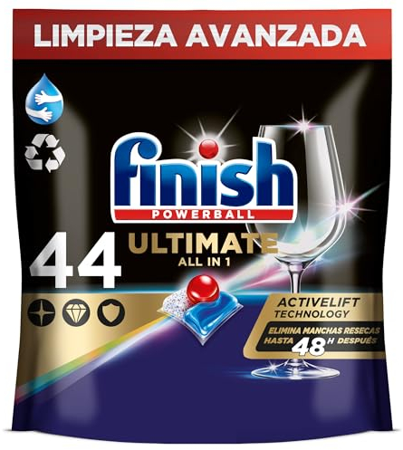 Finish Powerball Ultimate Limpieza y brillo profundos, Pastillas para el lavavajillas, 44 pastillas