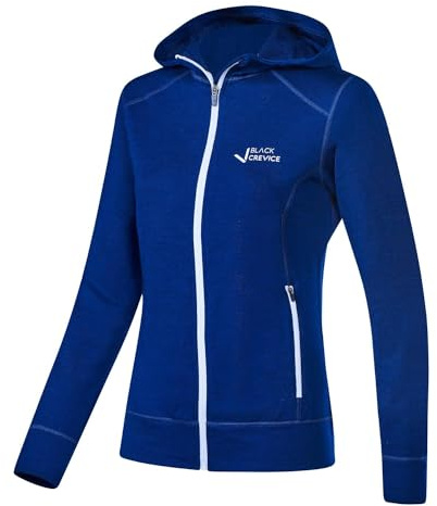 Black Crevice Damen Merino Kapuzenjacke, steel blue, 38