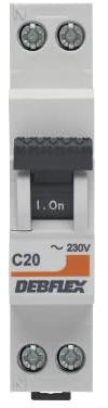 DEBFLEX - Disjoncteur 20A Phase + Neutre 3KA - Module Coupe-Circuit - Certifié NF - Installation dans Tableau Electrique - Gris