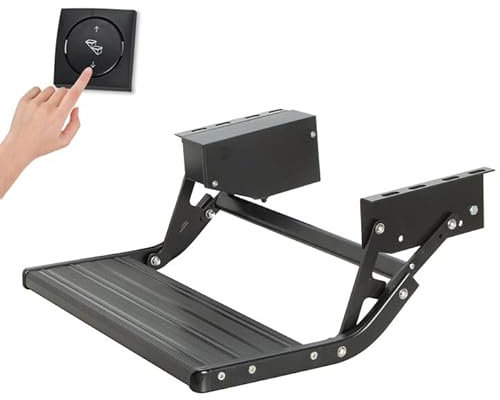 Homeon Hjul husbilstrappa kompakt enhandsexpandera eller kollapsa steg nedrullningsbar enkel 12 V 550 mm metall massiva husbilstrappor, vikbara, stabila stegar utomhus husbil trappstegpall för resor