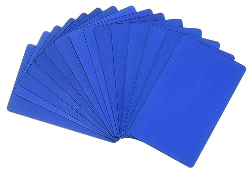 PATIKIL 15-pack visitkort i metall anodiserade 0,8 mm tjocka anodiserade aluminiumtomma namnkort 3,4 x 2,1 tum lasergraverat utskrivbart namnkort för anpassad gör-det-själv, blå