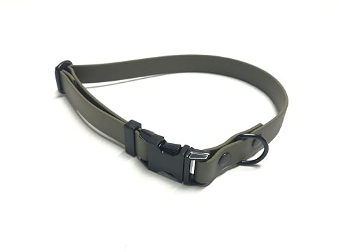 Biothane® Hundehalsband in vielen Farben, Halsband mit Klickverschluss, Designer Hundehalsband, verstellbares Halsband, 2 cm breites Biothane® (S 30-45 cm, Olivgrün)