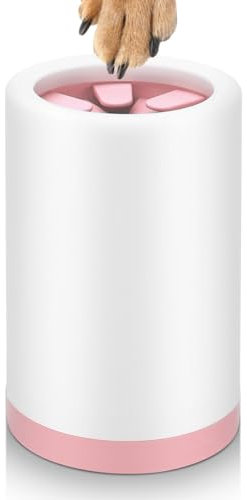 Pfotenreiniger für Hunde, ‎Abnehmbaren Hundepfoten Reiniger, Tragbare Hundepfoten Reiniger, Tragbarer Pfotenpflege Hunde mit Weichen Silikonborsten funktioniert für alle Hundegrößen (Rosa)