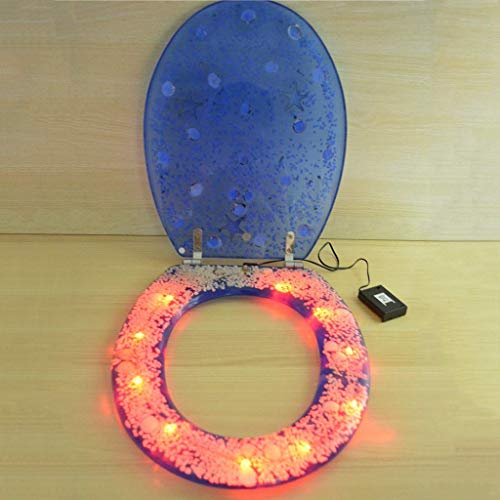 Wunderschöner Toilettensitz mit Muschel- und Seesternmotiv, Upgrade-Toilettendeckelabdeckung mit LED-Licht, Standard-Toilettensitz aus Kunstharz mit Befestigungssystem an der Unterseite