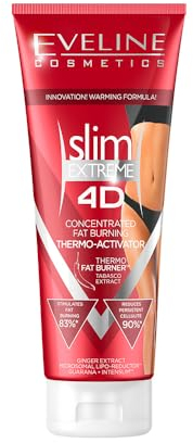 Eveline Cosmetics Siero anticellulite dimagrante termoattivo – bruciatore di grassi termico avanzato con caffeina, centella asiatica e burro di karitè