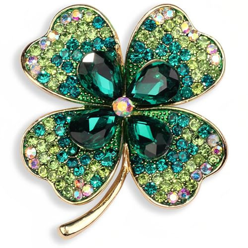 EAVUYIS Broche en Forme de Trèfle à Quatre Feuilles Broche Femme Vetement, Broche En Cristal Pour Femmes, Broche Femme, pour Cadeau d'anniversaire de Filles Fournitures de Fête de Mariage Noël