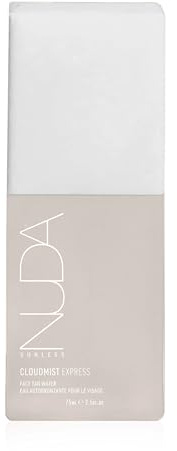 Nuda CloudMist Express Face Tan Water | Streak-Free, Fast-Drying Facial Tanning Mist Self Tanner | with PowerGlow+ Tan Boost Complex & TanLock+ Bronzing Technology | Develops in 3 Hours, (2.5 Fl Oz)