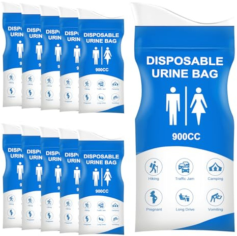 ILZAR 12 PCS Disposable Urine Bags 900ml Unisex Leak-Proof Portable Urinal and Vomit Bags Disposable for Travel, Camping, Hiking, and Car Use – Emergency Relief for Adults, Kids & Pregnant Women