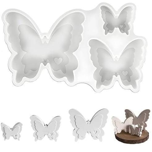PHMING Molde de Silicona, Moldes de Silicona de Mariposa, 3 en 1 Molde de Resina Mariposa, Forma de Mariposa Moldes para Jabones Artesanales, para Hacer Velas, Chocolates, Manualidades de Yeso