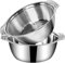 Stainless Steel Colander and Mixing Bowl Set, 2.5 L Capacity, 2-Piece Kitchen Strainer with Microporous Design