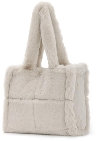 EVEOUT Mjuk fuskpäls bärkasse för kvinnor vinter stor plysch axelväska elegant ren färg fluffig handväska för daglig användning