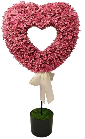 Albero artificiale a forma di cuore in bosso topiaria per esterni, a forma di cuore, con vaso e papillon, in finto bosso artificiale, per patio, veranda, giardino, casa, San Valentino