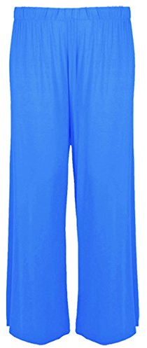 Candid Styles Women Wide Leg Palazzo Pants Ladies Lounge Pants Baggy Flared Trouser 8-26, S/M 8-10, Turquoise - Wide Legged Stretch fit Palazzo