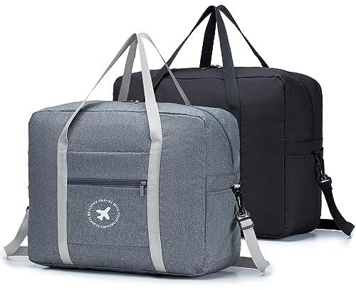 BAGZY 2 St Vattentät vikbar handbagage Flygväska Stor övernattningsväska Weekendväska Resväska Sport Duffle Bag Bagage Bagage Kvinnor Män Researrangör Mamma Väska Toalettpåse Marin