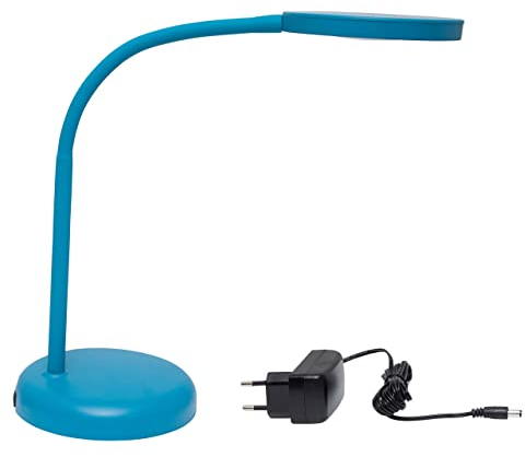 MAUL lampada da scrivania MAULjoy | Piccola lampada da tavolo con supporto | Lampada con luce LED bianca calda da 3000K | Lampada da tavolo LED moderna per scrivania, ufficio | Atlantic Blue