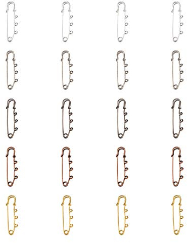 Craftdady 50 Stück 5,1 cm große Sicherheitsnadel-Brosche aus Eisen mit 3 Löchern, robuste Schlaufennadeln für Kilt-Decke, Nadeln, Verschlüsse für Broschen, Rock, Strickstoff, Handwerk