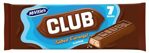 McVitie's Club Salted Caramel Flavour Biscuit Bars, 161 g (7 Bars Per Pack) | Individually Wrapped, Milk Chocolate Coated, Whole Wheat Flour, 115 Kcals Each