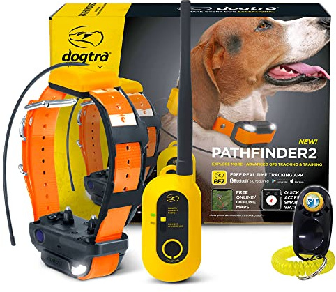 Dogtra Pathfinder 2 - Hunting Ecollar GPS Dog Training Collar with Remote, 9 Mile Range, Tracking & Containment for Medium & Large Dog Breeds, Electric GEO Fence Tracker, Stimulation, Vibration, Tone