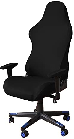 Gaming-stolsöverdrag, gamingstolsöverdrag, 4 stycken, gamingstolsöverdrag med armstöd/stolsryggsöverdrag, stretchigt, avtagbart, tvättbart för datorstol, spelstol, ingen stol – svart