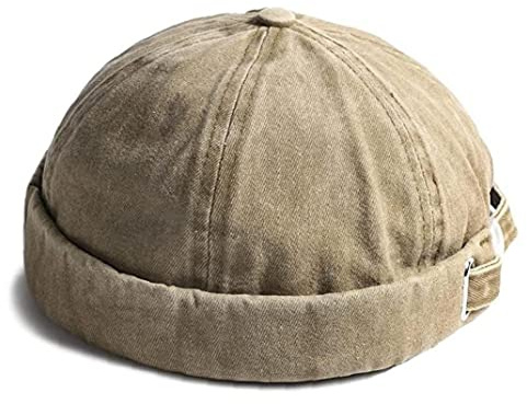 vepoty Cappello Beanie Che Corse a Bordo Senza Pezzi Arrotolato Skull Cap Cap Style Vintage Style Docker Hat Per Uomo