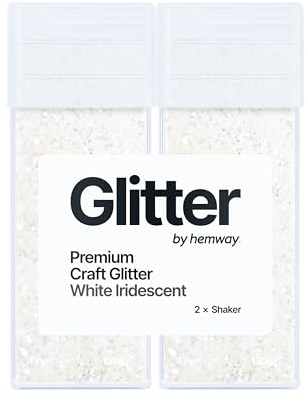 Hemway Craft Glitter Shaker White Iridescent 130g x2 Pack Fine | for Resin & Epoxy Crafts, Christmas Art Supplies, Nail, Body, Face, Eye, Festival, Crafting, Slime, Sparkle