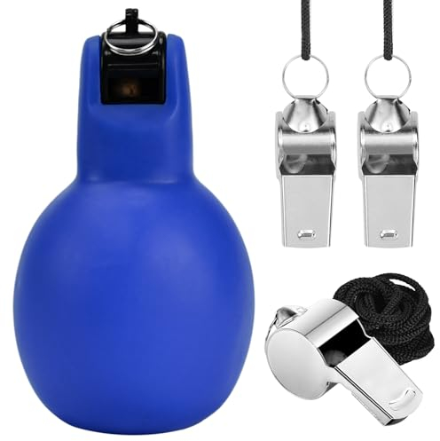 SLTAXAR Handpfeife Sport mit 3 Stück Edelstahl Sportpfeifen Trillerpfeife Sportunterricht Sportpfeife Laut Handhupe Fußball Schiedsrichterpfeife für Trainer Schiedsrichter Sportlehrer Hundetrainer