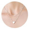 ALEXCRAFT Sterling Silber 925 Ketten Halskette für Damen, Doppel Stapelbare Layering Ketten Verstellbares Silber Halsketten mit Herz Anhänger Multilayer Layered Boho Ketten Schmuck für Damen Frauen