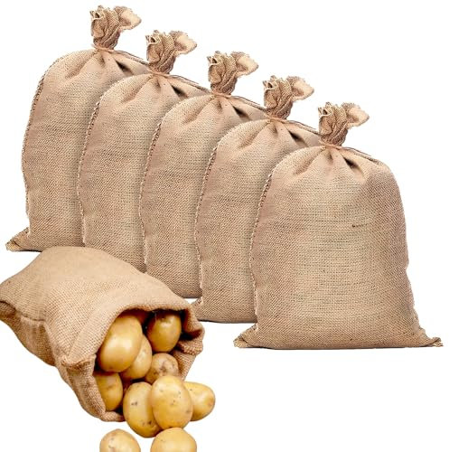 GBACHOOSE Lot de 6 sacs en toile de jute universels pour pommes de terre, noix, protection des plantes, 52 x 74 cm, naturel