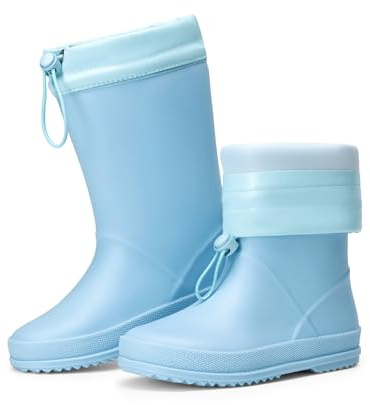 DREAM PAIRS Botas Agua Impermeable Kids | PVC moldeado sin costuras, cordón ajustable, suela PVC antideslizante, puntera redonda.