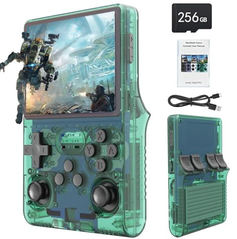 R40S Retro Handheld Video Game Console, 30,000 Retro Games in 1 Game Console with Open Source Linux System, 256GB TF Card, 3.5 IPS Screen and 3800mAh Battery (Green)