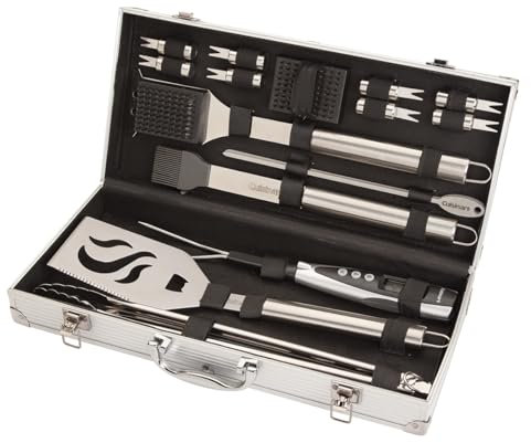 Cuisinart Juego de 20 piezas de acero inoxidable para barbacoa | Utensilios y Accesorios: espátula, pinzas, tenedor a temperatura y más | Ideal para barbacoas y barbacoas (20 unidades)